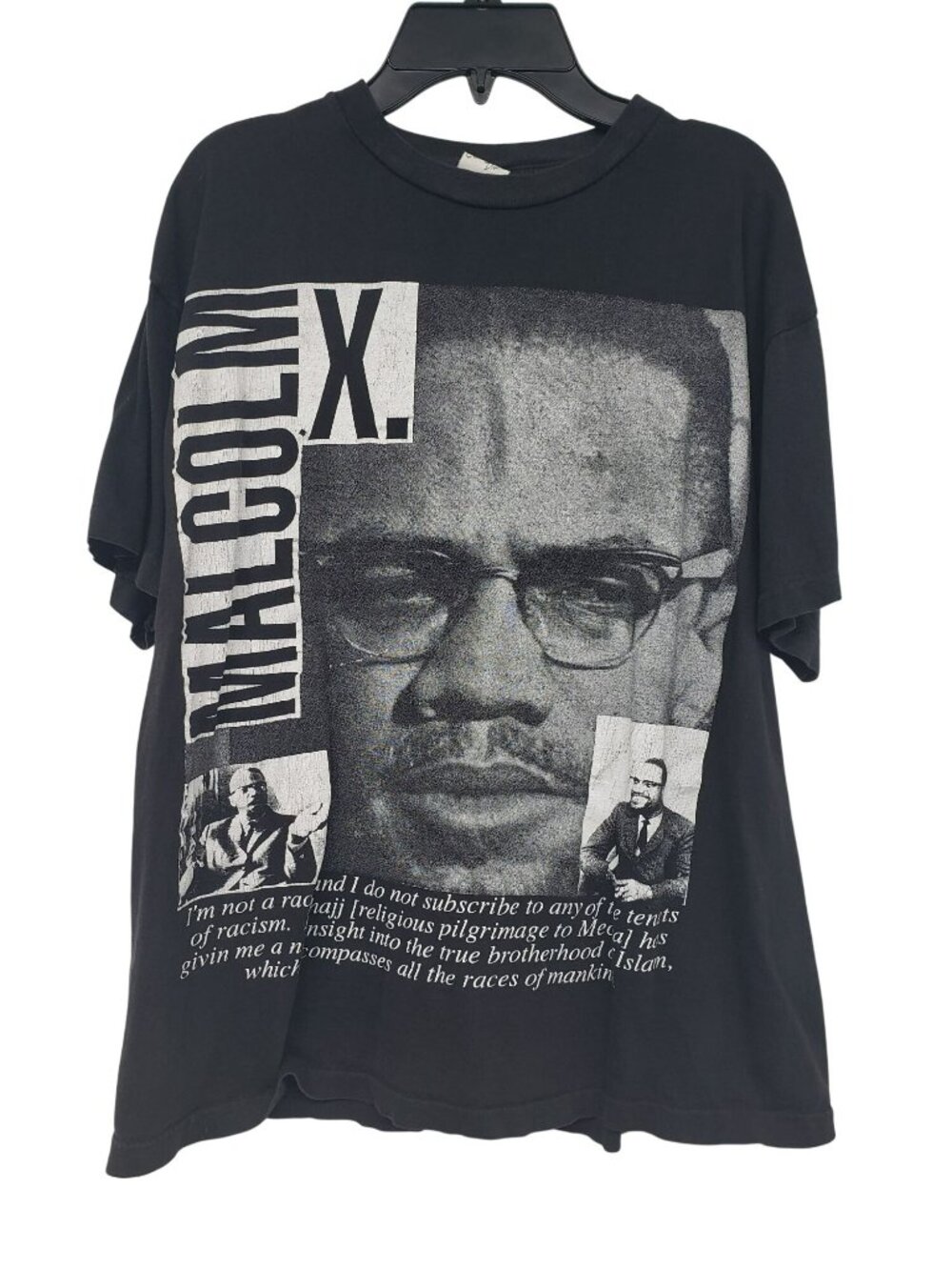 Vintage Malcolm X Black T Shirt Quote Graphic Tee Caribbean Dream Hajj Retro